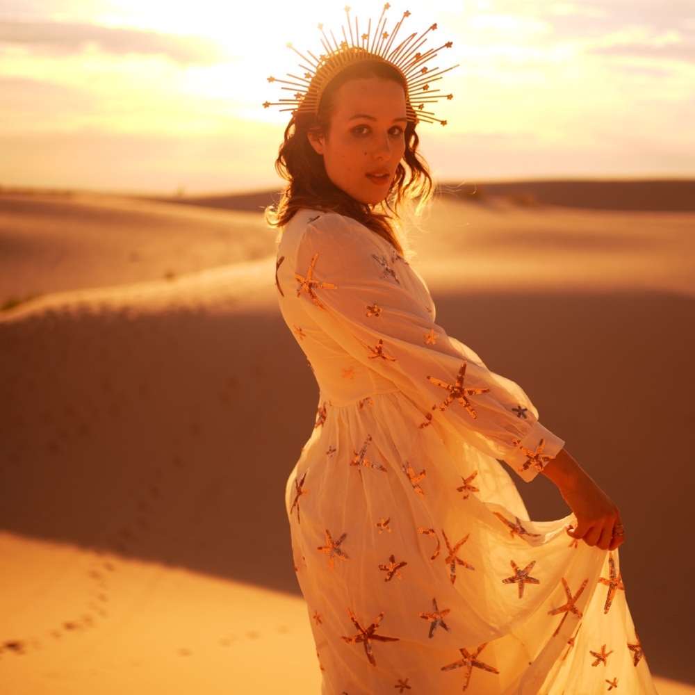 🆕 Sequin Beach Star Sheer Summer Maxi Dress S:Sm - Picture 4 of 9